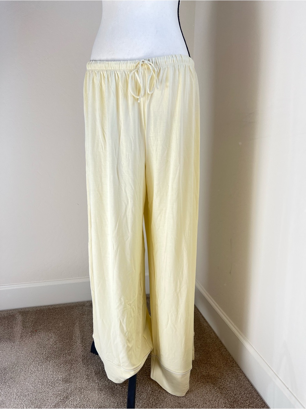 Oh Polly Mirae Pajama Pants XL Pastel Yellow Drawstring Wide-Leg Pants NWT